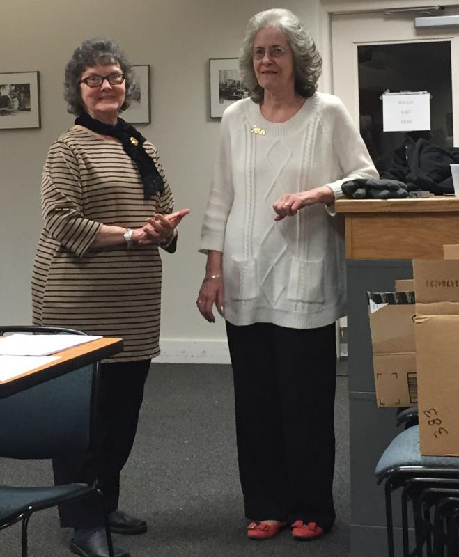 Former Rockport Town Clerk Brenda Richardson with current Town Clerk Linda Greenlaw. (Photo by Lynda Clancy)