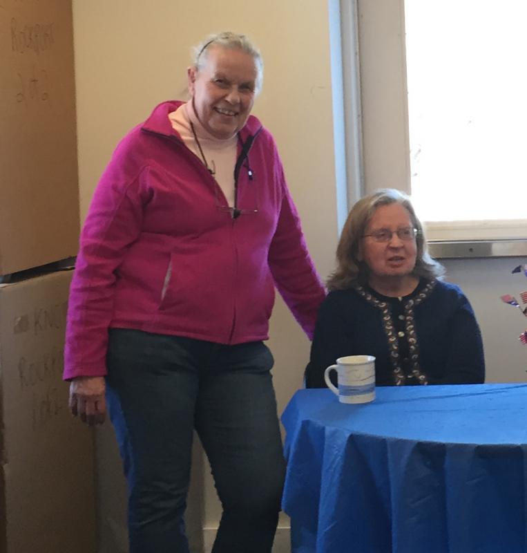 Rockport’s election moderator Marieta Wheaton and ballot clerk Ann. (Photo by Lynda Clancy)