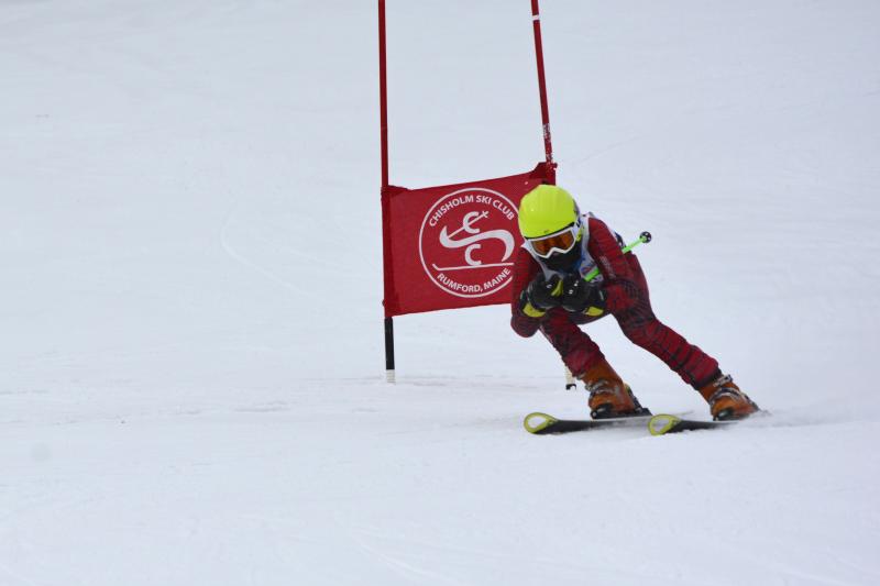 Caellen Roberts claimed 14th place at the giant slalom event at the Maine state championship. (Courtesy Becky Lowe)