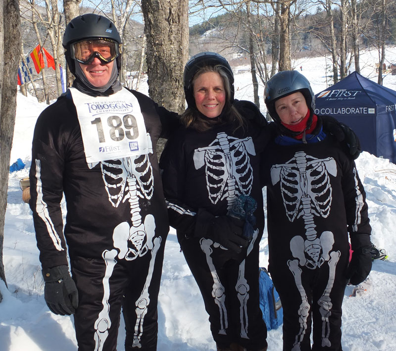 From left, Megunticook Rowing includes Mark Vannorsdall, Jana Halwick and Tory Dibner. #toboggannationals