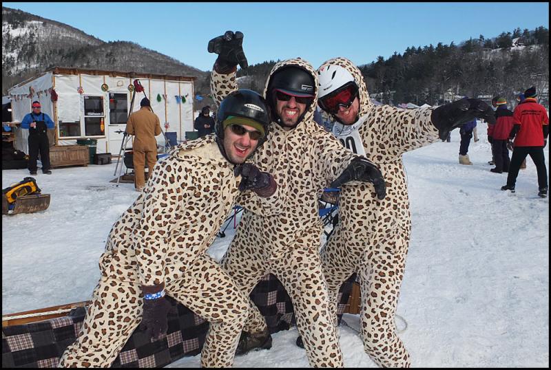 From left, members of Leopard Prints are Samuel Bar, Nicholas D’Amore and Mark Theeman, all from Northeastern University. #toboggannationals