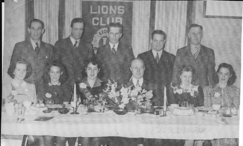 Lions Club with King Lion Bill Kelley and Queen Moody and Ladies in waiting 1941. (Photo courtesy Barbara F. Dyer)