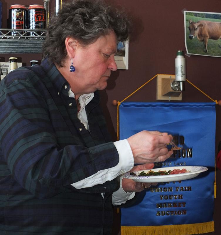 Newly elected District 93 State Representative Pinny Beebe-Center took the time to stop by, support and sample some food, too.
