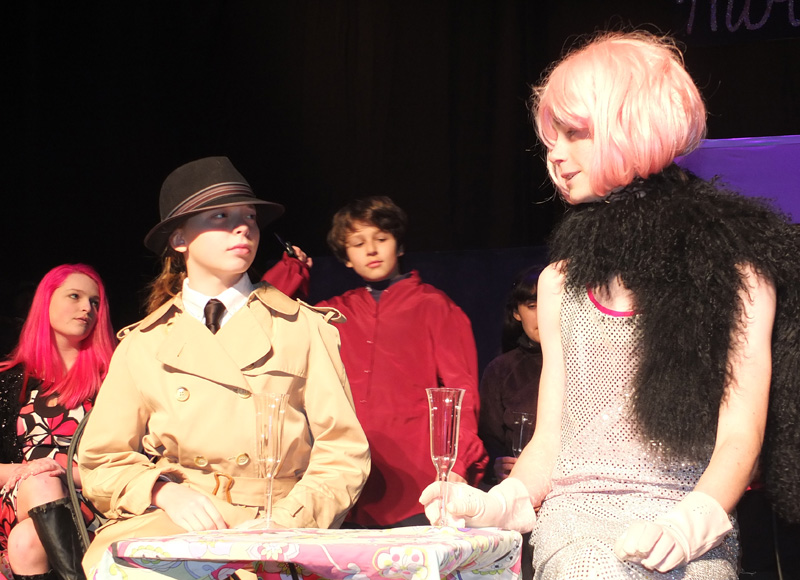 Katherine Bowen as Inspector Jacques Clouseau (left) and Sam Maltese as Jarvis - Fassbender Butler and part time female impersonator.