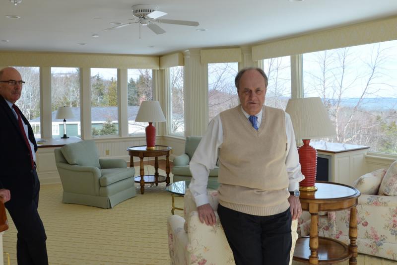 Tom Rodman, investor with Fox Hill Real Estate, and Philip Levendusky, of McLean Hospital, in one of the suites at Borden Cottage. (Photo by Lynda Clancy)