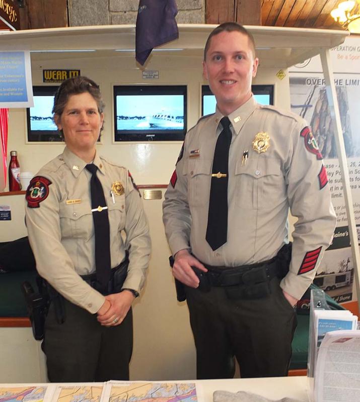 Marine Patrol Officers Corrie Roberts and Matt Talbot.