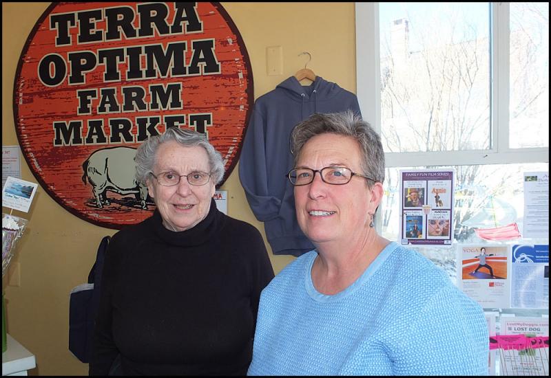 Lois Stackpole-Alley, Meals on Wheels Director and Cheryl Denz owner and operator of Terra Optima Farm and Market. (Photos by Chris Wolf)