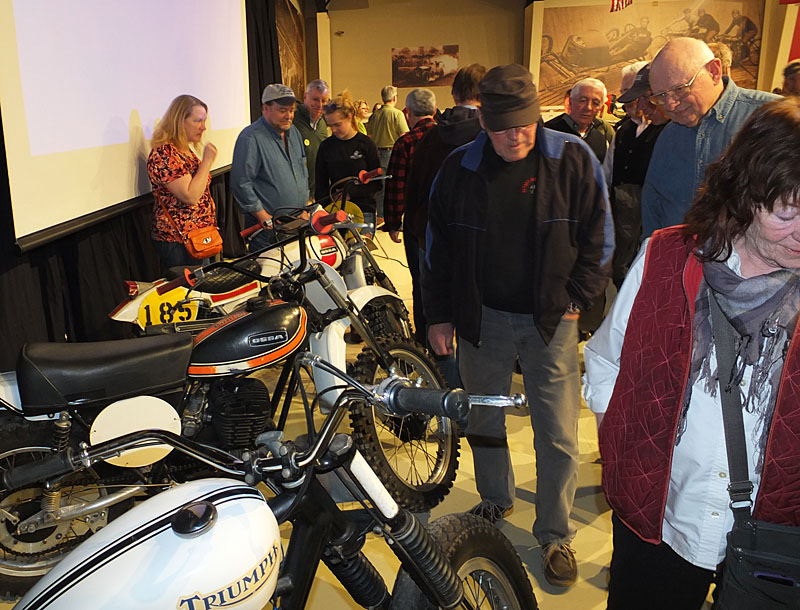 The crowd admired some of Charlie Vincent’s bikes he used for racing before his retirement.