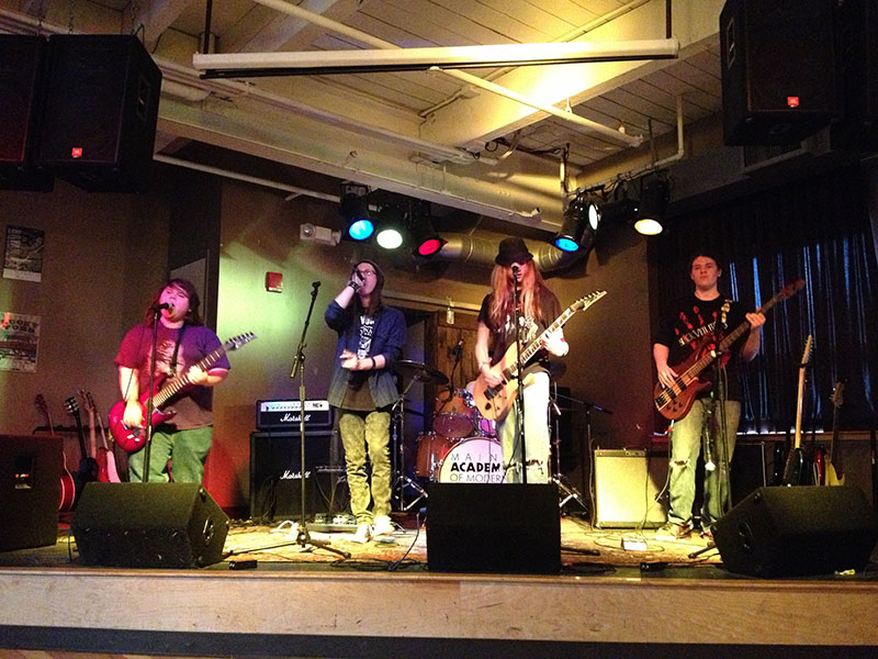 Fading Dawn, a Camden band, competing in the 2014 MAMM SLAM in Portland. (Photo courtesy Maine Today.)