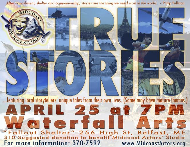 Waterfall Arts hosts “The Fallout Shelter” storytellers Saturday night.