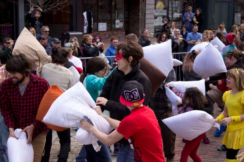 B.Y.O.P. at the third annual Portland Pillow Fight Saturday afternoon. (Photo courtesy Dispatch magazine)