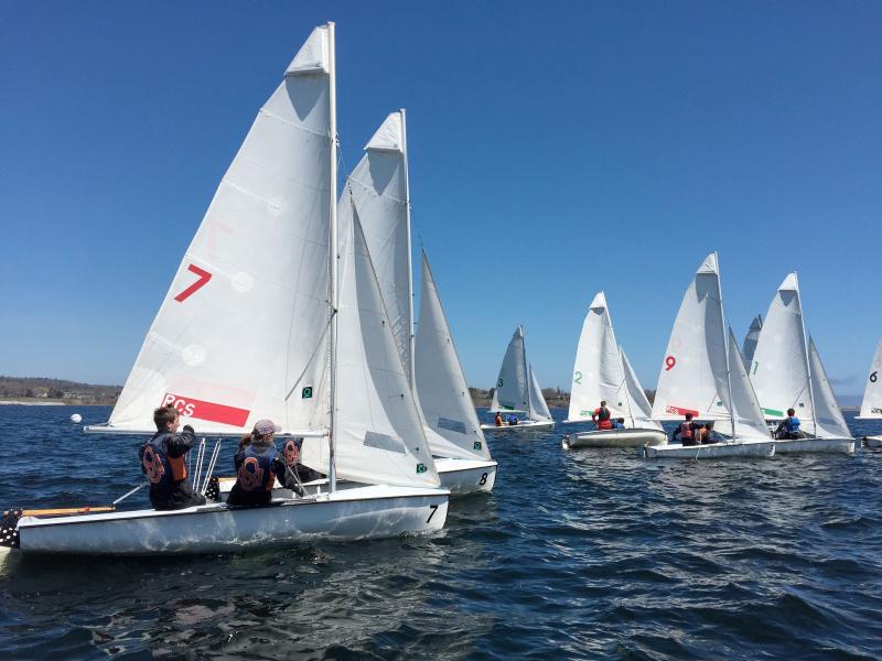 A fleet of sailboats competing in the Rockland Community Sailing Breakwater Blast Regatta May 2. (Courtesy Tori Willauer)