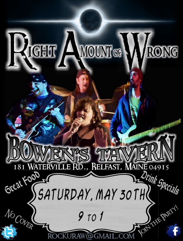 Right In All The Wrong Ways at Bowen’s Tavern on Saturday