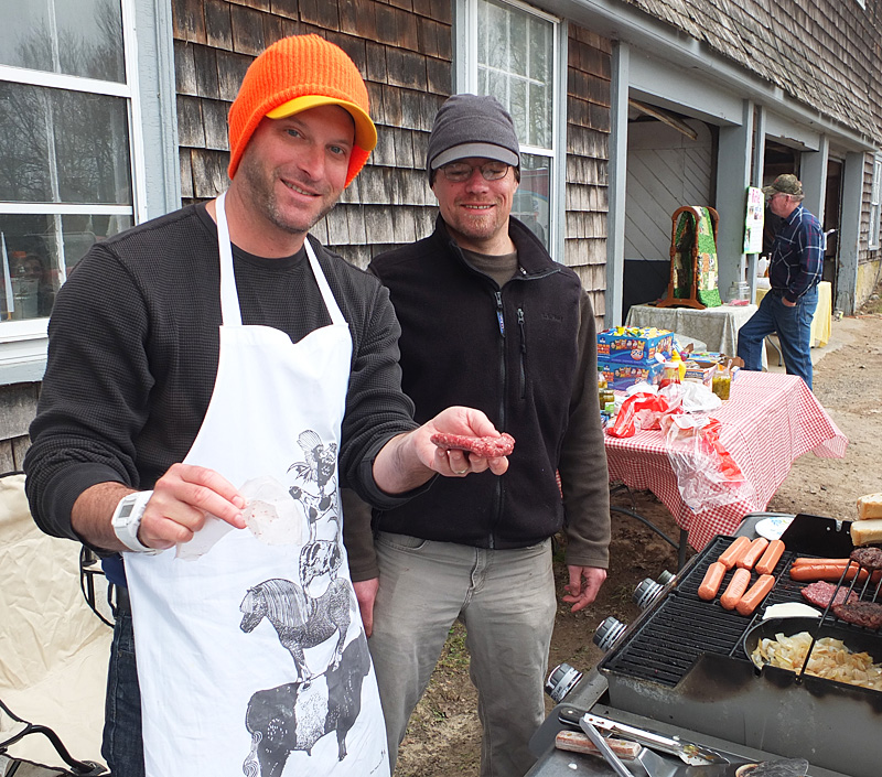 Mark Benjamin and Adam Bishop grilled up Galloway burgers and hot dogs.