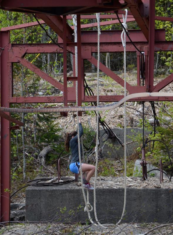 At the top of the mountain, climbing ropes, or burpees. (Photo by Lynda Clancy)