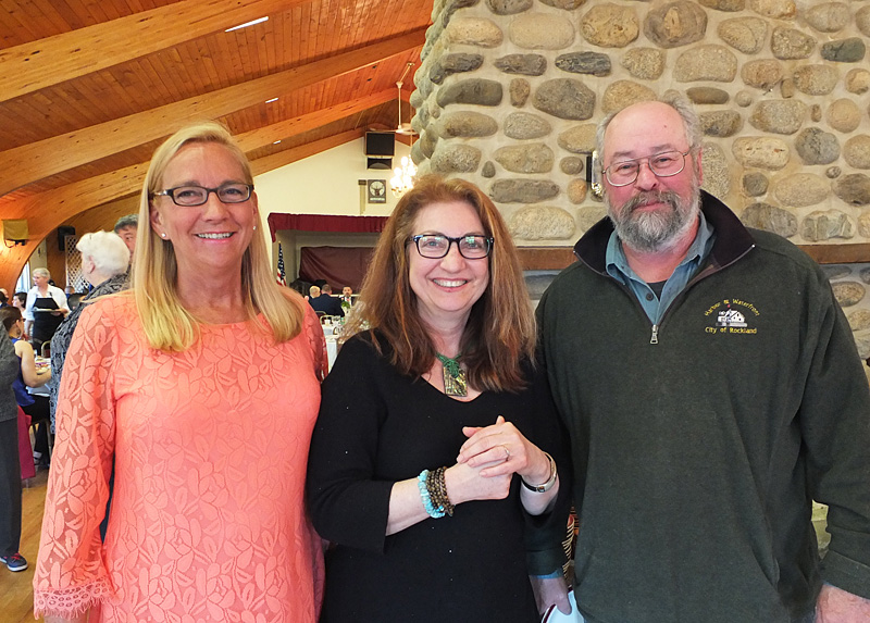 Rockland City Councilors Louise MacLellen-Ruf and Valli Geiger with Rockland Harbor Master Ed Glasser.
