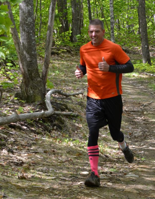 Shawn St. Cyr, of Jefferson, takes off up the hill. (Photo by Lynda Clancy)