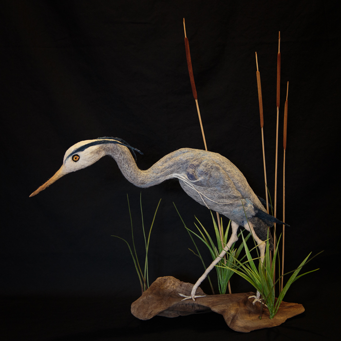 A needle-felted heron
Photo by Sue Stasiowski felted heron