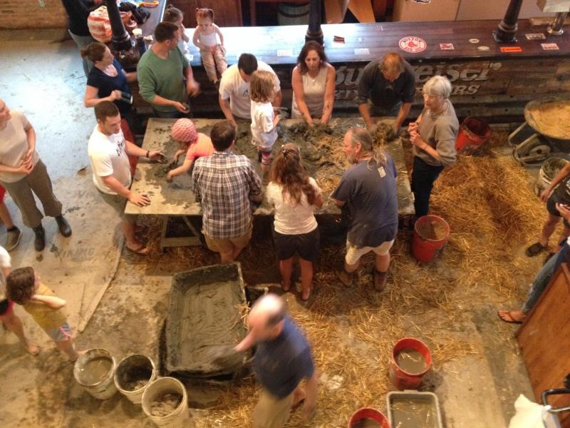 Two of these brick-making stations were set up during Sunday’s event. Photo courtesy Allen Mitchell)