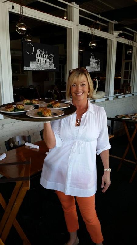 Kathleen LaBree, owner of The Speakeasy and The Elicpse restaurant shares tastings of their closely guarded secret recipe of homemade crab cakes.