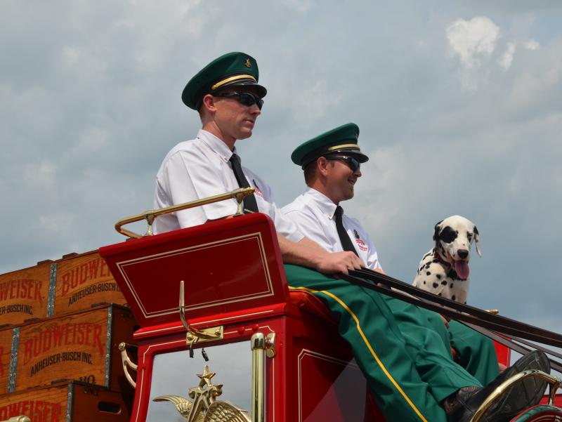 Chris and Will and one of the Budweiser dalmatians. (Photo by Lynda Clancy)