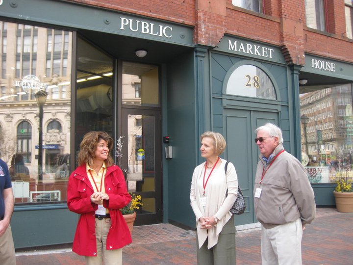 Owner Pamela Laskey conducts a tour in Portland, relying on her Tour Manager Robin McIntosh to lead the tours in Rockland. (Photo courtesy Maine Foodie Tours)