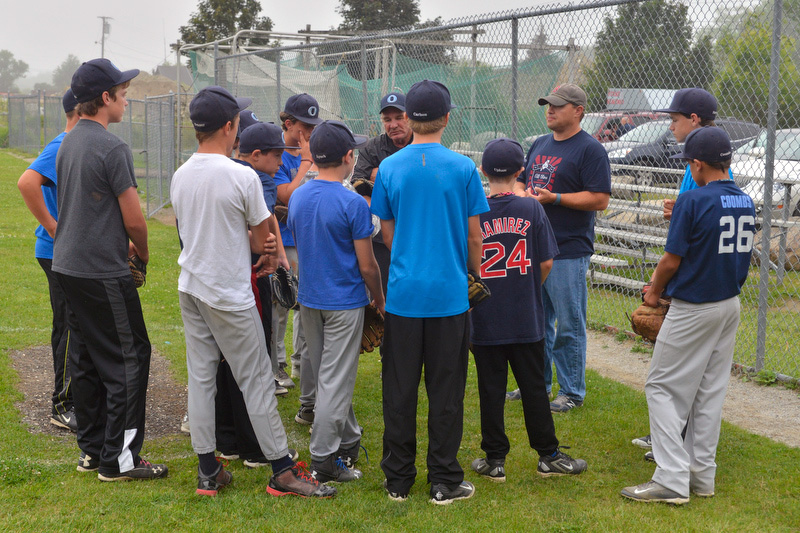 The District 2 champions started practice Tuesday with a talk from coach Davin Putansu about what the boys did right last weekend to win the championship and what they needed to correct. (Photo by Ron Hawkes)