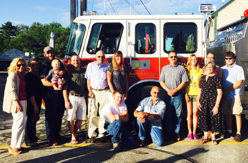 Ben Tolman’s family, from left to right: Nelson, Eric, Monica, Kit, Clay, Nate, Maynard (his father), Krista, Mark, Eric, Bristol, Ashley, Ruth (his mother), and dear friend Greg Rollins. (Photo by Lynda Clancy)