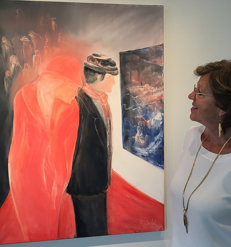 Brigitte Gautschi with her artwork 'The Opening.'  