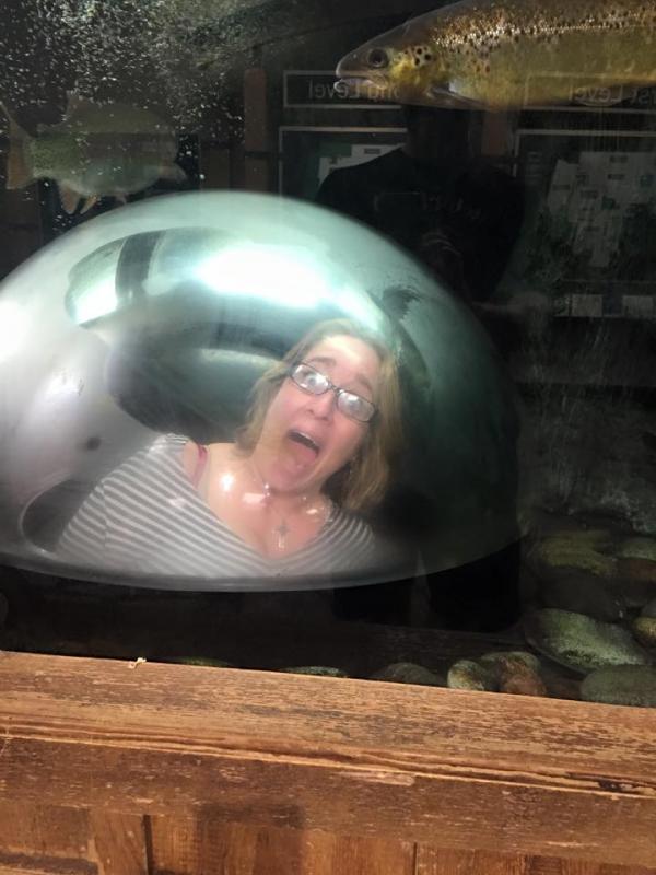 Comedian Emily “Waterman” Dillon slays it Friday at Trackside Station. (Photo courtesy her Facebook page.)