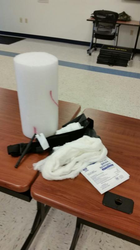 A styrofoam ligament for a class training exercise. (Photo by Sarah Shepherd)