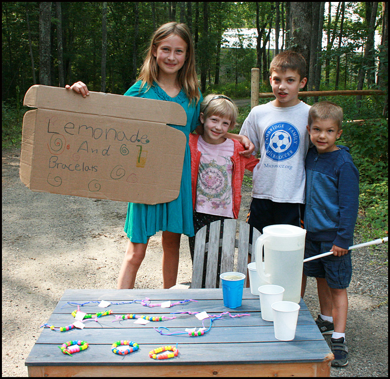 Displaying their products, the kids said sales were okay.