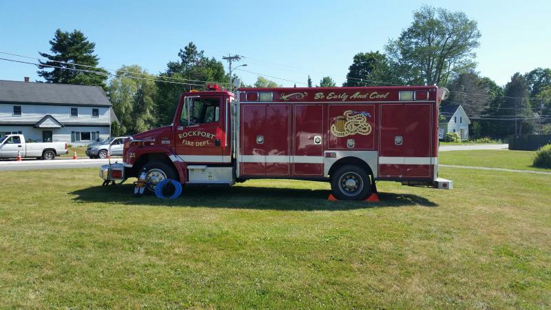 One of Rockport’s fire trucks is on display at the “toll booth.” (Photo by Sarah Shepherd)
