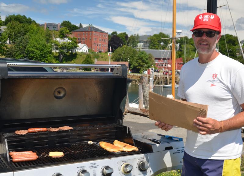 Manning the grill. (Photo by Lynda Clancy)