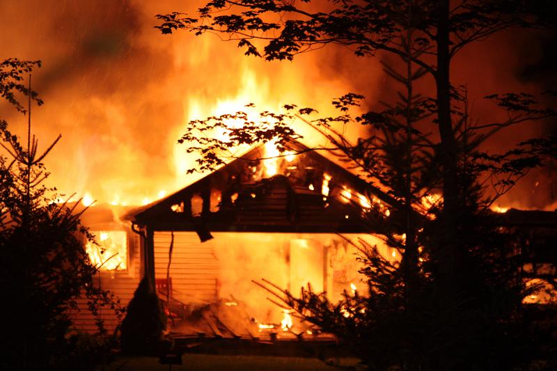 An early morning fire on Payson Road in Union destroyed a home, an attached garage and vehicles Tuesday. (Photo by Holly S. Edwards)