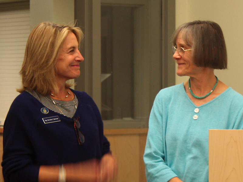 From left, Rep. Christine Burstein (D-Lincolnville) and Lincolnville resident Lois Lyman. (Photo by Holly S. Edwards)