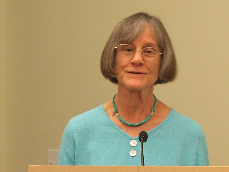 After the presentation in her honor, Lois Lyman said, ‘I take this opportunity to urge others to join town boards and committees, whatever area you are interested in, you can either keep the town how like it, or improve it. But you can't do it from without, you have to do it from within.’ (Photo by Holly S. Edwards)