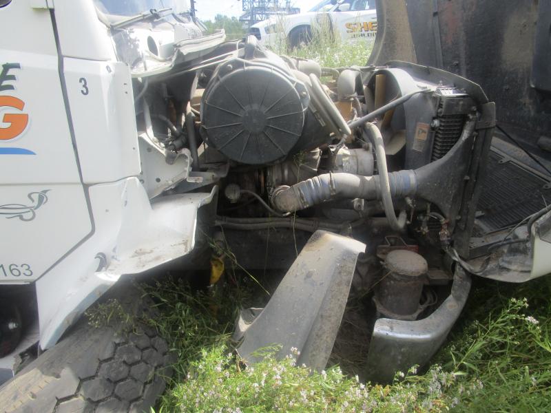 The crash into the field off Fort Knox Road in Prospect caused significant front end damage to the dump truck. (Courtesy Waldo County Sheriff’s Office)