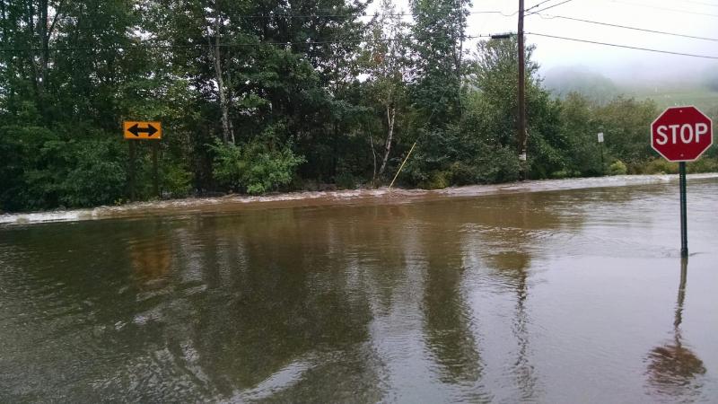 The Barnestown and Molyneaux roads intersection in Camden is closed to traffic, with all the flooding. (Photo courtesy Camden Fire Chief Chris Farley)