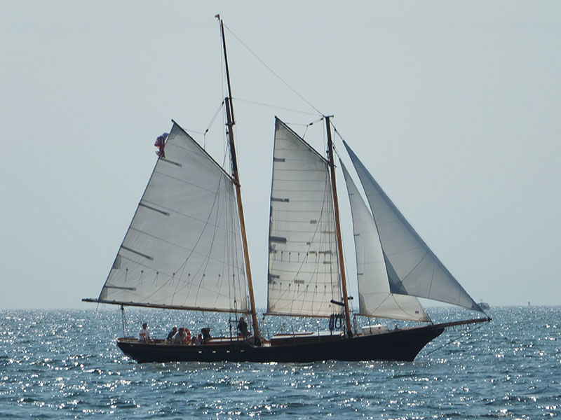 The schooner Lazy Jack under sail.
