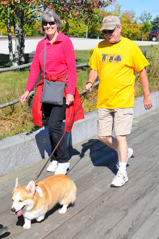 The walk along the Rockland Boardwalk was part of the one-mile dog walk. (Photo by Ron Hawkes)