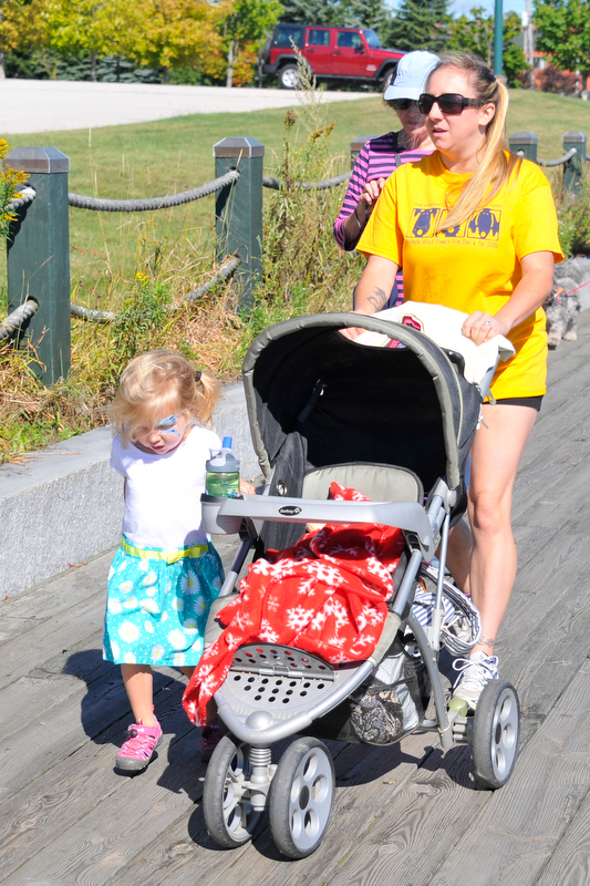 The walk along the Rockland Boardwalk was part of the one-mile dog walk. (Photo by Ron Hawkes)