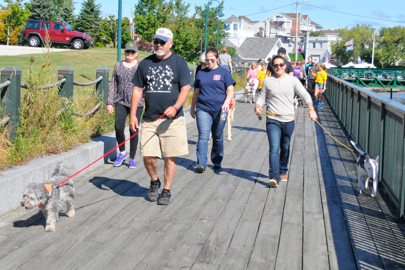 The walk along the Rockland Boardwalk was part of the one-mile dog walk. (Photo by Ron Hawkes)