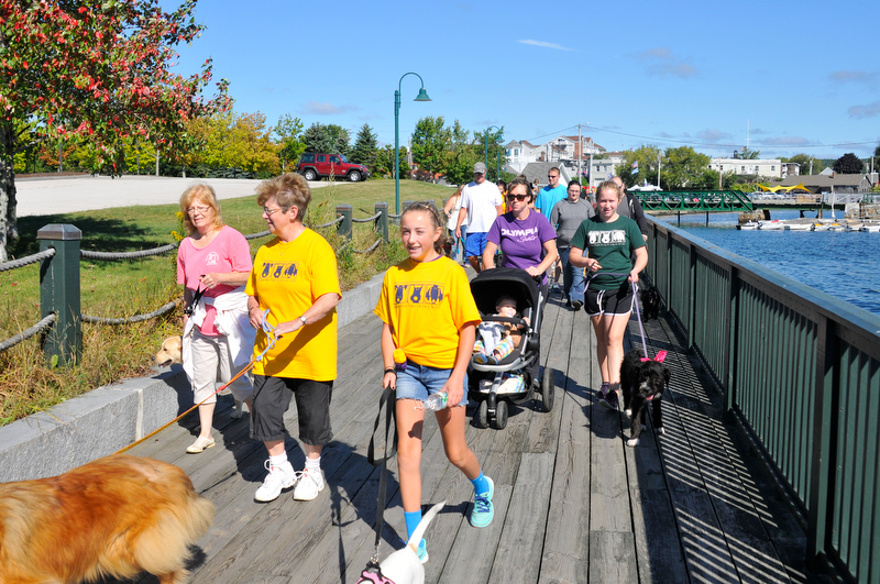 The walk along the Rockland Boardwalk was part of the one-mile dog walk. (Photo by Ron Hawkes)