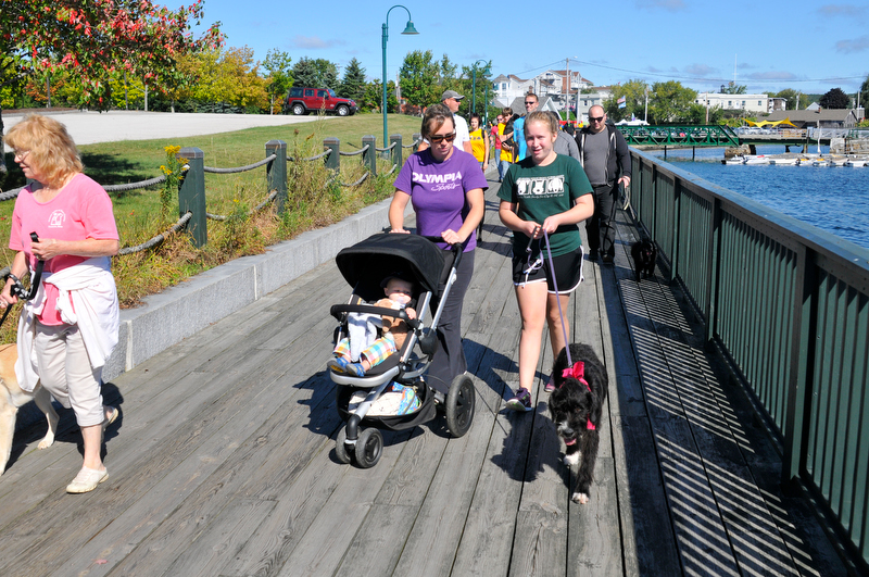 The walk along the Rockland Boardwalk was part of the one-mile dog walk. (Photo by Ron Hawkes)