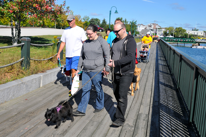 The walk along the Rockland Boardwalk was part of the one-mile dog walk. (Photo by Ron Hawkes)