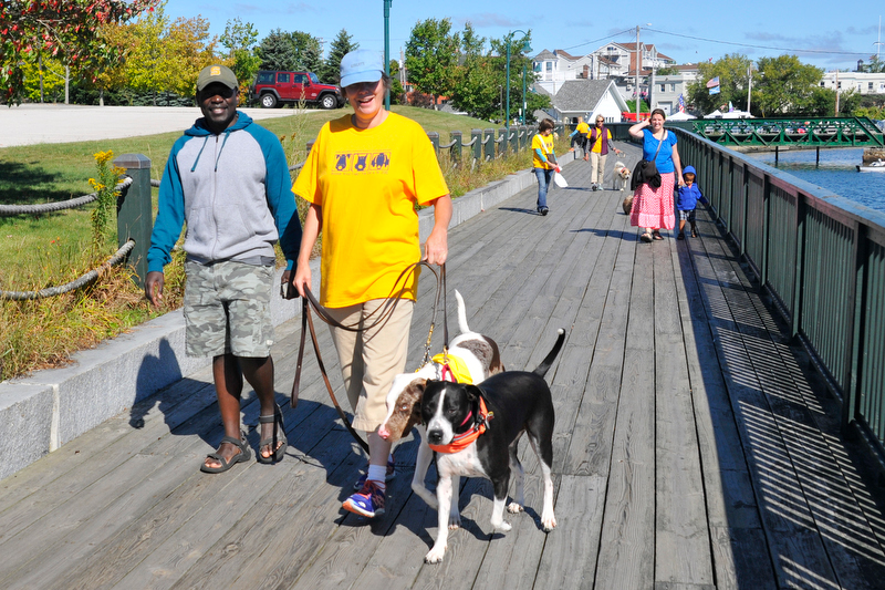 The walk along the Rockland Boardwalk was part of the one-mile dog walk. (Photo by Ron Hawkes)