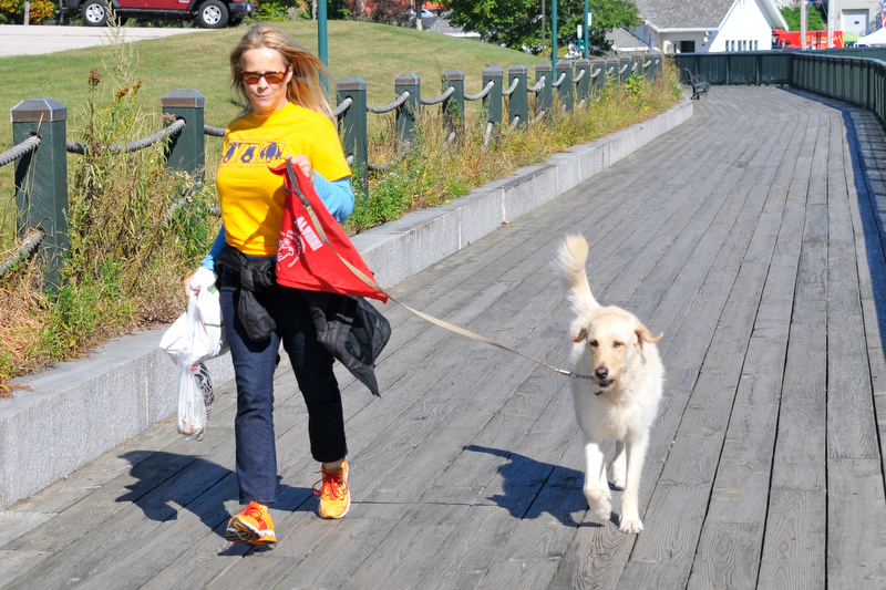 The walk along the Rockland Boardwalk was part of the one-mile dog walk. (Photo by Ron Hawkes)