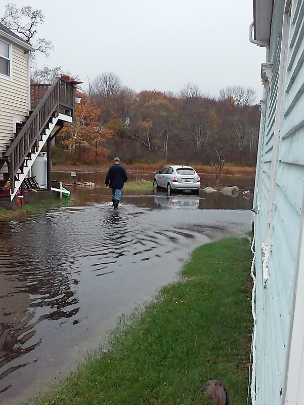 Nanette Gionfriddo of Beyond The Sea at Lincolnville Beach said a neighbor phoned to warn her to move her car Thursday morning, as the high tide began flooding Frohock Brook. She said, “I had to call in Dave with high boots as I didn't want to get my feet wet!”