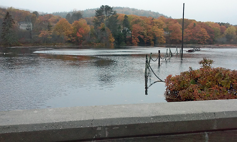 Frohock Brook spills over its banks just 40 minutes before the 12:40 p.m. high tide Thursday, near Lincolnville Beach. (Courtesy Nanette Gionfriddo)